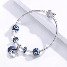 bamoer 1個925純銀星球珠子,飛機和星星吊飾,女士項鍊手鍊diy配件 - 銀色 - 查看 4