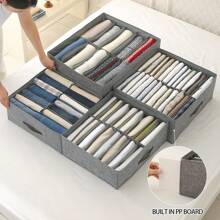 1個灰色衣物收納盒,雙列格狀家用布料收納盒,可摺疊抽屜式衣櫃整理收納盒 - 灰色 - 查看 6