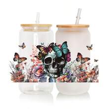 5入組可愛的卡通蝴蝶玫瑰死亡內部愛骷髏設計uv Dtf轉印貼紙,防水3d Dtf壓紋水晶標籤16盎司玻璃杯包裹,牆貼紙裝飾傳動黏貼紙,剪貼簿標籤,防曬耐用,適用於眼鏡,筆記本電腦,手機殼,冰箱,電腦,水瓶,筆記本電腦,辦公桌手工藝品,時尚素材圖案 - 彩色 - 查看 6