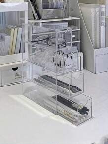 Organizador Multifuncional De 4 Camadas Caixa De Armazenamento De Cosméticos Gaveta Acrílica Transparente - Transparente - Visão 1