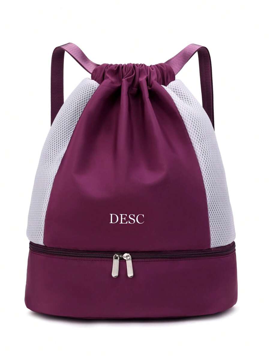 Mochila Saco Esportiva Impermeável Academia Divisor para Sapato - Roxo - Visão 1