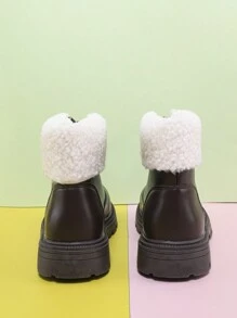 Kids' Plush Lined Short Boots For Winter - Brown - View 5