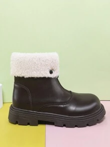Kids' Plush Lined Short Boots For Winter - Brown - View 6