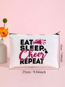 啦啦隊手提包逗趣女孩聖誕生日禮物女士帆布化妝收納袋,帶拉鍊簡單化妝品收納袋,多功能化妝包,手提單肩款式,母親節教師節勞動節情人節最佳禮物,七夕晚會/聚餐必備 - 白色 - 查看 6