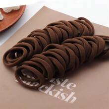 100个/套 女士无缝发圈，时尚色彩，适合日常佩戴、通勤和居家休闲扎马尾辫，发圈、橡皮筋、发绳、弹性发绳、发圈、发饰、头饰 - 咖啡棕 - 查看 1