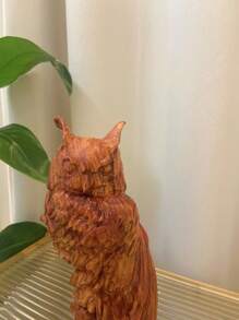 這是一個擁有靈魂和智慧的夜間守護者貓頭鷹雕像 - 香椿木 - 查看 3