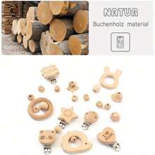 100 顆流蘇木珠套裝,29 顆矽膠珠 26 顆木珠,12 顆 20 毫米鉤針木珠,2 顆木夾,20 M 工藝繩,用於 Diy 珠寶製作 Diy 工藝流蘇（256-a） - 杏色 - 查看 3