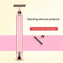 Beauty Massager For Face And Neck, Facial Beauty Massage Vibrating Roller, Therapy-For-Face And Neck, Skin Care Tool Husehold Face Care Machine For Women Suitable For Home Or Travel Use - Pink - View 3