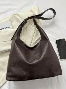 Large Capacity Soft Pu Leather Crossbody Shoulder Bag Hanging Underarm Bag For Women - Coffee Brown - View 8