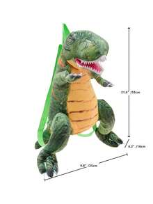 Cartoon Dinosaur Plush Backpack - Green - View 7