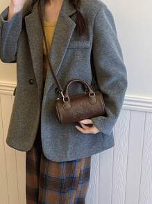 全新复古夏日假期波士顿手提包和圆柱形枕头包斜挎包手提包套装 - 咖啡棕 - 查看 8