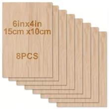 8 Pezzi Legno Grezzo, Fogli Di Legno Per L'artigianato - 6 X 4 X 1/12 Pollice - Forniture In Legno Spessore 2 Mm Con Superfici Lisce - Tavole Di Legno Quadrate Grezze Per Taglio Al Laser, Bruciatura Del Legno, Modelli Architettonici, Tintura - 8 pezzi - Visualizzare 1