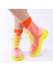 Botas De Lluvia Transparentes De Moda Para Mujer - Amarillo - Ver 9
