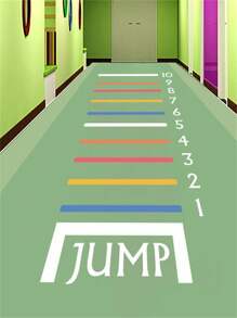 1張防水跳房子地面貼紙,卡通pvc運動貼紙適用於家庭,家庭使用 - 彩色 - 查看 1