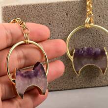 2入組晶石掛勾式耳墜穿杯耳釘,316不銹鋼耳塞,女性穿刺配飾珠寶 - Purple stone - 查看 13