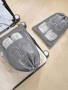 2pcs L Size Waterproof Shoe Storage Bag Anti-Mold, Dust, Moisture & Travel Shoe Organizer - Grey - View 3