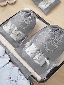 2pcs L Size Waterproof Shoe Storage Bag Anti-Mold, Dust, Moisture & Travel Shoe Organizer - Grey - View 1