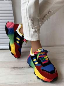 Của phụ nữ Màu Cầu Vồng Giày thể thao Với Dày Đối với Thêm Chiều cao , Thích hợp Đối với Mặc hàng ngày Và  chạy - Xanh đậm - Xem 4