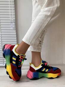 Của phụ nữ Màu Cầu Vồng Giày thể thao Với Dày Đối với Thêm Chiều cao , Thích hợp Đối với Mặc hàng ngày Và  chạy - Xanh đậm - Xem 3