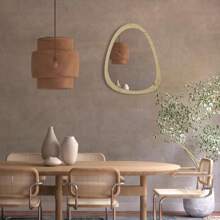 34" X 26"Asymmetrical Natural Wood Wall Frame Mirror,Irregular Mirror,Abstract Assymetrical Decorative Mirror,For Living Room Bedroom Bathroom Home Decor