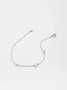 方晶鋯石字母裝飾銀手環 - 銀色 - 查看 6