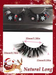 Asiteo 1對聖誕雪花假眼睫毛閃亮多彩自然長的膠著式睫毛,適合cosplay 和派對,聖誕節的時候也可以使用哦! - 附閃片/水鑽款 - 查看 4