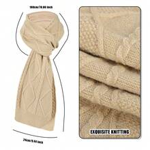 冬季帽子围巾手套一套3件,針織暖宜帽、圍巾、保暖手套適用於男女童青少年戶外運動 - 米色 - 查看 3