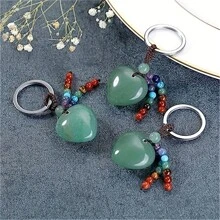 1pc Natural Tiger Eye Green Amethyst Obsidian Comes With 7 Chakra Beads Tassel Heart Shape Natural Stone Pendant Crystal Heart Keychain Keyring For Men Women Dad Jewelry Healing Crystal Keychain Gifts - Multicolor - View 9