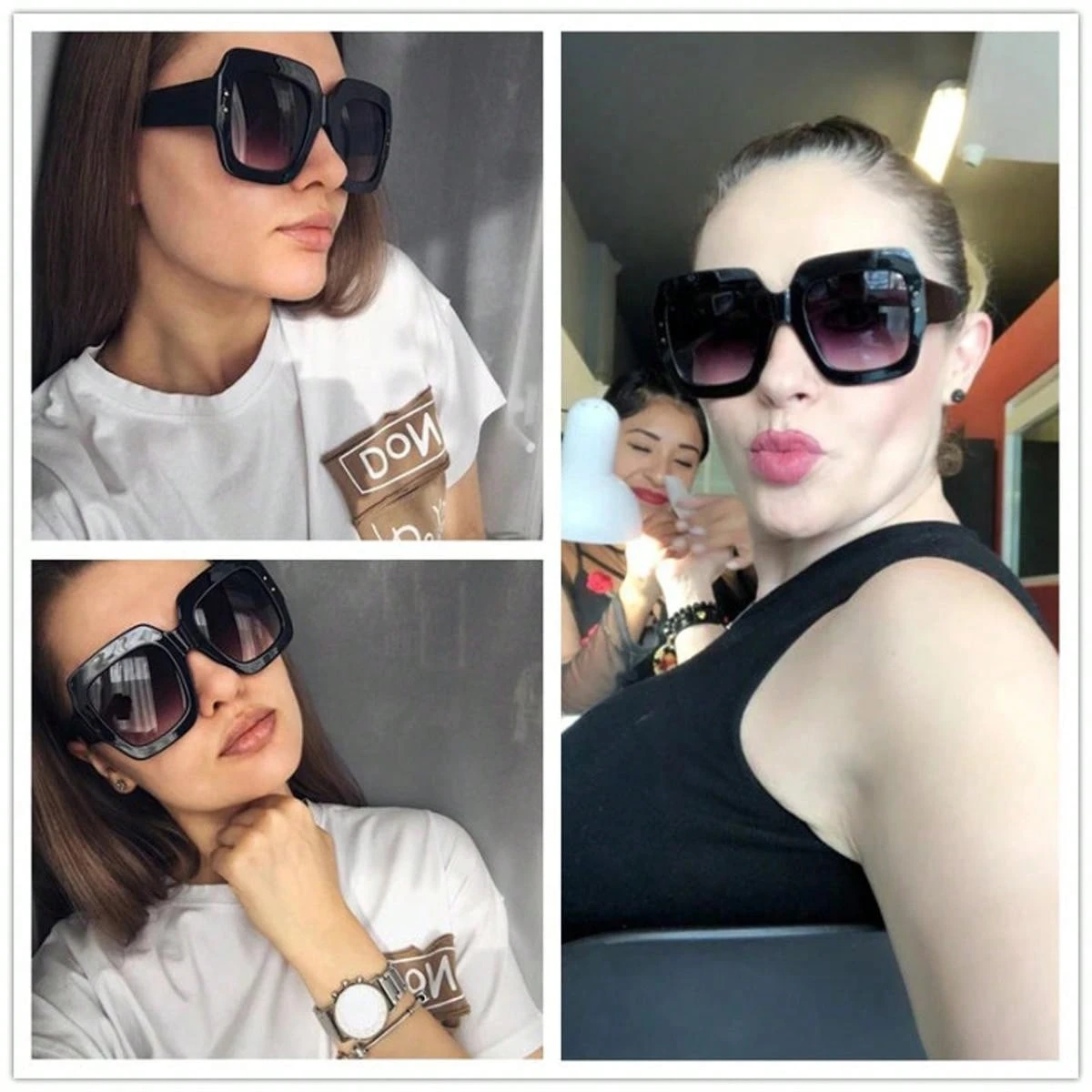 1pc 2024 Model Fashion Oversized Frame Fashion Glasses For Street Style