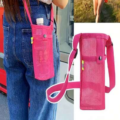 1 Miếng Thể thao Bình nước Với Điện thoại di động Giá đỡ & Có thể điều chỉnh Dây đeo vai , Có thể mang đi Giá giữ tách Đối với Ngoài trời Thể thao , Cắm trại Và Đi du lịch , phổ cập Nắp Đối với Cốc cách nhiệt