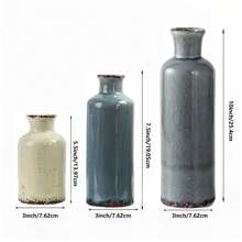 3 件套陶瓷花瓶套裝,適用於農舍波西米亞家居裝飾的花瓶,適用於廚房、臥室、辦公室、客廳、浴室、架子中心餐桌裝飾的波西米亞花瓶 - 彩色 - 查看 2