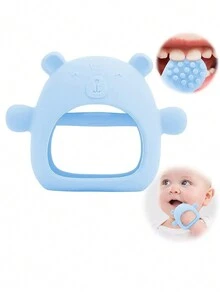 1入組寶寶牙齦舒適啫喱全包手保護套,寶寶咬著可緩解牙齦不適,還可以防止手握磨牙棒 - 藍色 - 查看 1