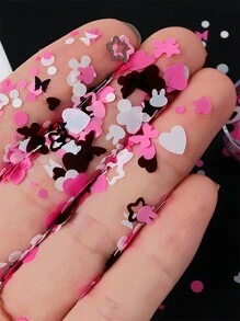 1 hộp Của Đen Và Màu hồng Thỏ Tim Váy rộng Kim sa Nghệ thuật làm Móng Đổ đầy Đồ trang trí DIY Nhựa epoxy UV Khuôn silicon Đổ đầy Pha lê Làm Thủ công Trang trí Phụ kiện - Nhiều màu - Xem 7