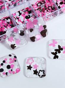 1 hộp Của Đen Và Màu hồng Thỏ Tim Váy rộng Kim sa Nghệ thuật làm Móng Đổ đầy Đồ trang trí DIY Nhựa epoxy UV Khuôn silicon Đổ đầy Pha lê Làm Thủ công Trang trí Phụ kiện - Nhiều màu - Xem 6