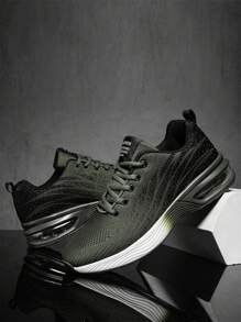 Men Color Blocking Gradient Knit Lace-Up Air Cushion Sneakers,Comfortable Breathable And Shock-Absorbing Outdoor Running Shoes,Suitable For Outdoor Sports, Jogging&Fitness&Walking