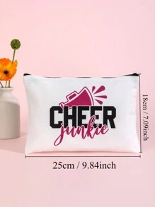 啦啦隊物品啦啦隊包,有趣的女孩生日禮物女士帆布化妝包,帶拉鍊的簡易化妝收納袋,多功能化妝包,手提式最佳禮物,適用於女性,媽媽,老師,朋友,伴娘,情人節晚宴/宴會 - 白色 - 查看 6