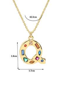 1 Pc Crystal Decor Gold Initial Necklace For Women Pendant Necklaces Daily Party Christmas Jewelry Gifts - Multicolor - View 17