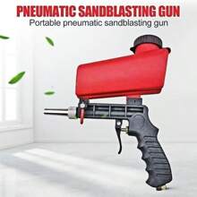 90psi Portable Gravity Sandblasting Gun Aluminium Pneumatic Sandblaster Spray Gun Sand Removal Blasting Power Machine - Red - View 2