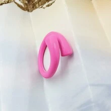 1pc Enamel Open Circle Ring, Rose Red Zinc Alloy Ring, Uncommon Design, Suitable For Women's Daily Wear - Hot Pink - View 2