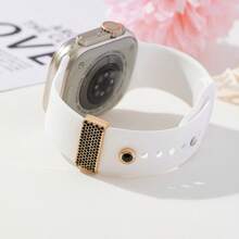 2pcs Hand Embellished Rhinestones Watchband Ring Loops Nails Studs, GlistenRhinestone Watch Strap Charms Decorations For  Watchband - Gold - View 7