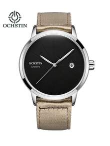 Ochstin Fashionable High-End Lightweight Business Essential Men's Automatic Self-Winding Mechanical Watch, Water Resistant, Luminous, Nylon Strap - Black - View 1