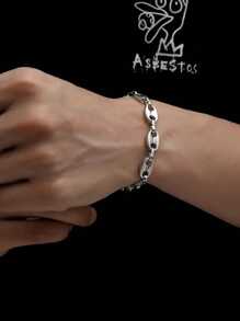 Men's Coffee Bean Link Bracelet, For Jewelry Gift And Party - Silver - View 9