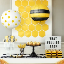 3入組紙燈籠,蜜蜂主題掛燈籠球,黃色花燈籠,派對裝飾 - 彩色 - 查看 5