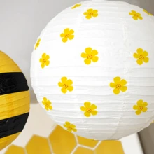 3入組紙燈籠,蜜蜂主題掛燈籠球,黃色花燈籠,派對裝飾 - 彩色 - 查看 2