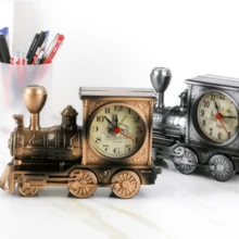 1只新式老式火車造型鬧鐘,創意塑料桌鐘,時尚家居裝飾和禮物 - 灰色 - 查看 9