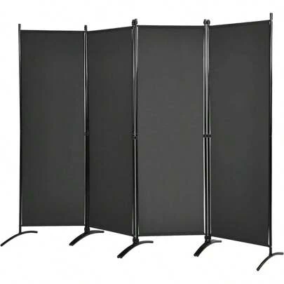 4-Part Room Divider, 173 Cm High Folding Screen With Metal Frame, Folding Privacy Screen For Living Room, Bedroom & Office