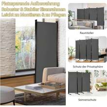4-Part Room Divider, 173 Cm High Folding Screen With Metal Frame, Folding Privacy Screen For Living Room, Bedroom & Office