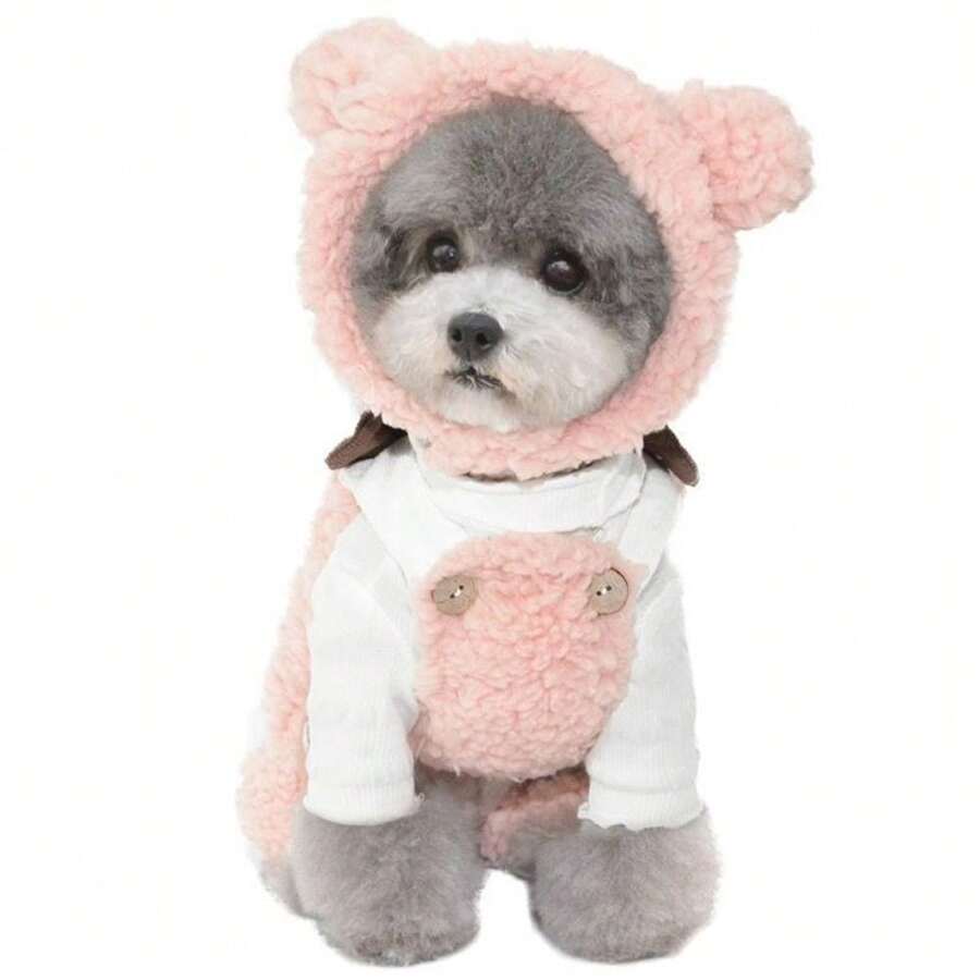 Cat Hat Soft Cute Short Plush Bear Headgear Small Puppy Cap Comfortable Cosplay Costume Pet Accessories - Pink - View 1