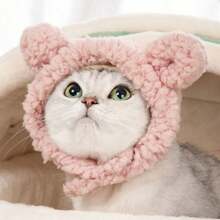 Cat Hat Soft Cute Short Plush Bear Headgear Small Puppy Cap Comfortable Cosplay Costume Pet Accessories - Pink - View 2