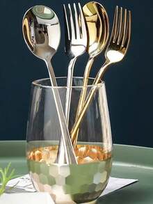 304 Stainless Steel Spoon For Home Use, Thickened Korean Style With Long Handle For Soup, Dessert And Children, Ins Style - Silver - View 6